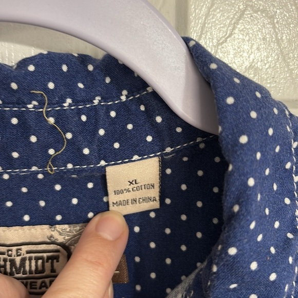 CE Schmidt Women’s Workwear Polka Dot Pearl Snap XL Work Shirt - Picture 9 of 9